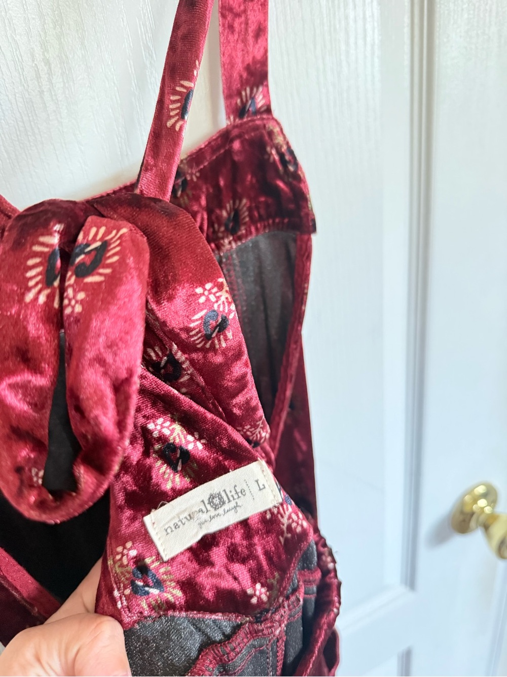 Natural Life Velvet Dakota Tie Wide Leg Jumpsuit - Picture 7 of 8